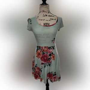 No Boundaries Skater turquoise Floral Dress Size xs/xch